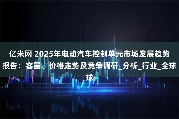 亿米网 2025年电动汽车控制单元市场发展趋势报告：容量、价格走势及竞争调研_分析_行业_全球