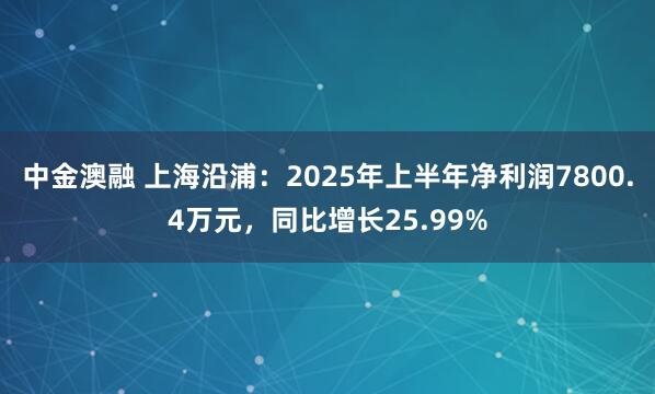 中金澳融 上海沿浦：2025年上半年净利润7800.4万元，同比增长25.99%